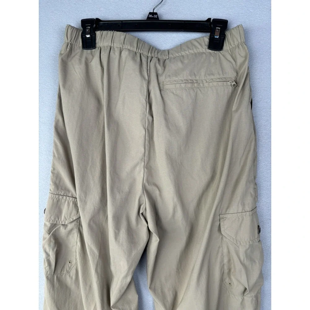 LL Bean Men's Pants Medium Reg Beige Tan Nylon Belted Cargo Hiking 3063